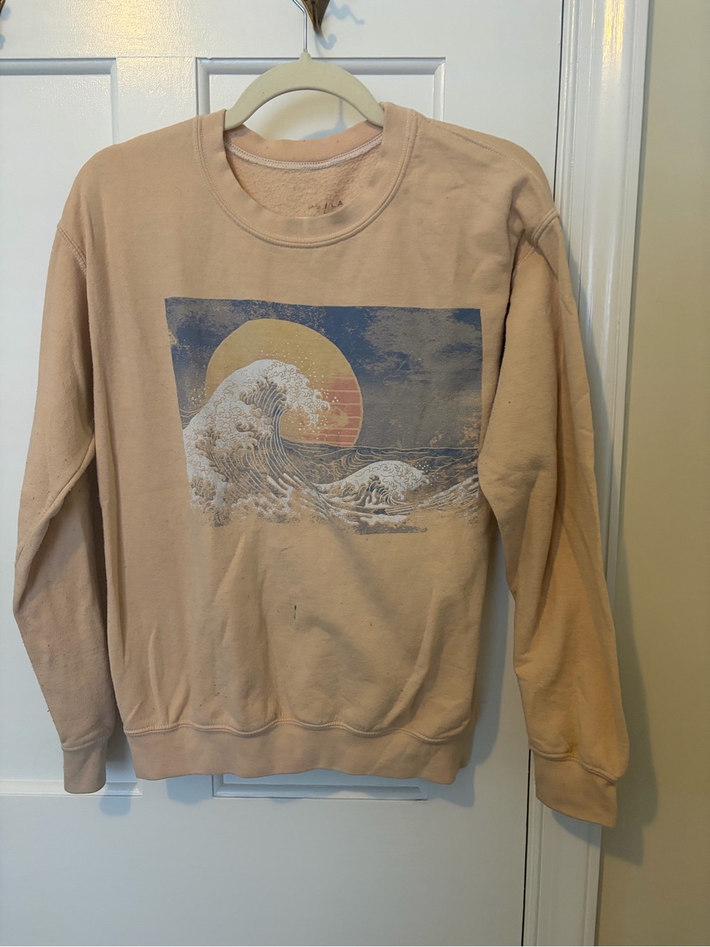 Women Pacsun Graphic Wave Crewneck Sweatshirt - Peach